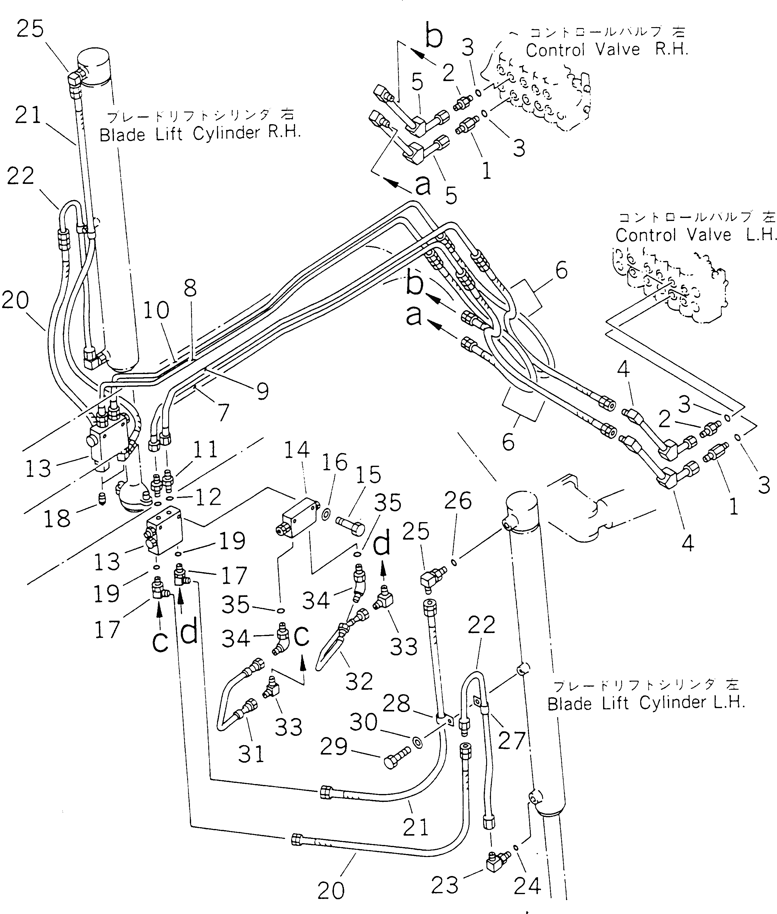 Схема запчастей Komatsu GD525A-1 - ГИДРОЛИНИЯ (ЦИЛИНДР ПОДЪЕМА ОТВАЛА ЛИНИЯ)(№-9) ГИДРАВЛИКА