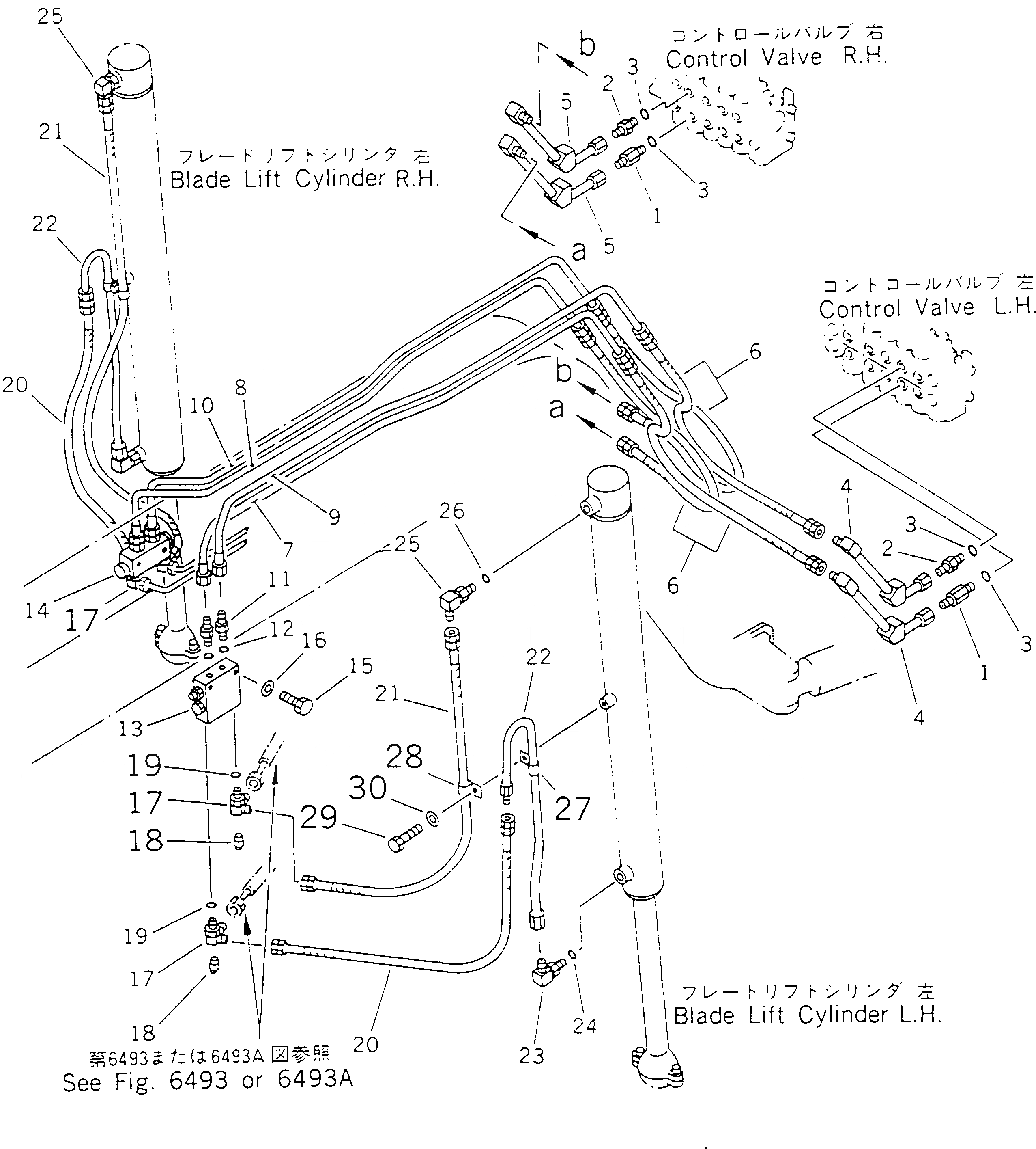 Схема запчастей Komatsu GD525A-1 - ГИДРОЛИНИЯ (ЦИЛИНДР ПОДЪЕМА ОТВАЛА ЛИНИЯ) (С ОТВАЛ ПЛАВАЮЩ)(№-) ГИДРАВЛИКА