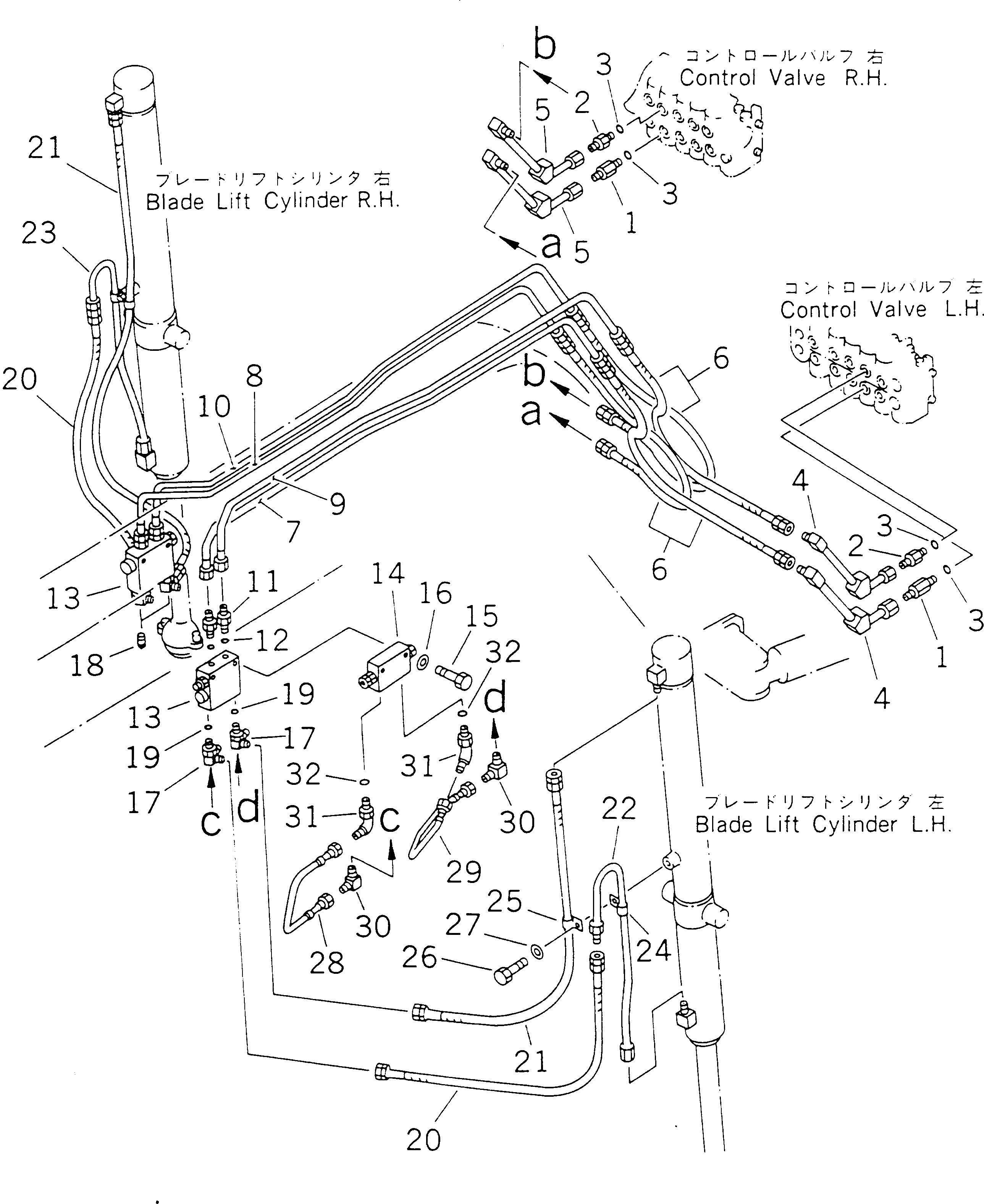 Схема запчастей Komatsu GD525A-1 - ГИДРОЛИНИЯ (ЦИЛИНДР ПОДЪЕМА ОТВАЛА ЛИНИЯ) (С ОТВАЛ ПЛАВАЮЩ)(№-) ГИДРАВЛИКА