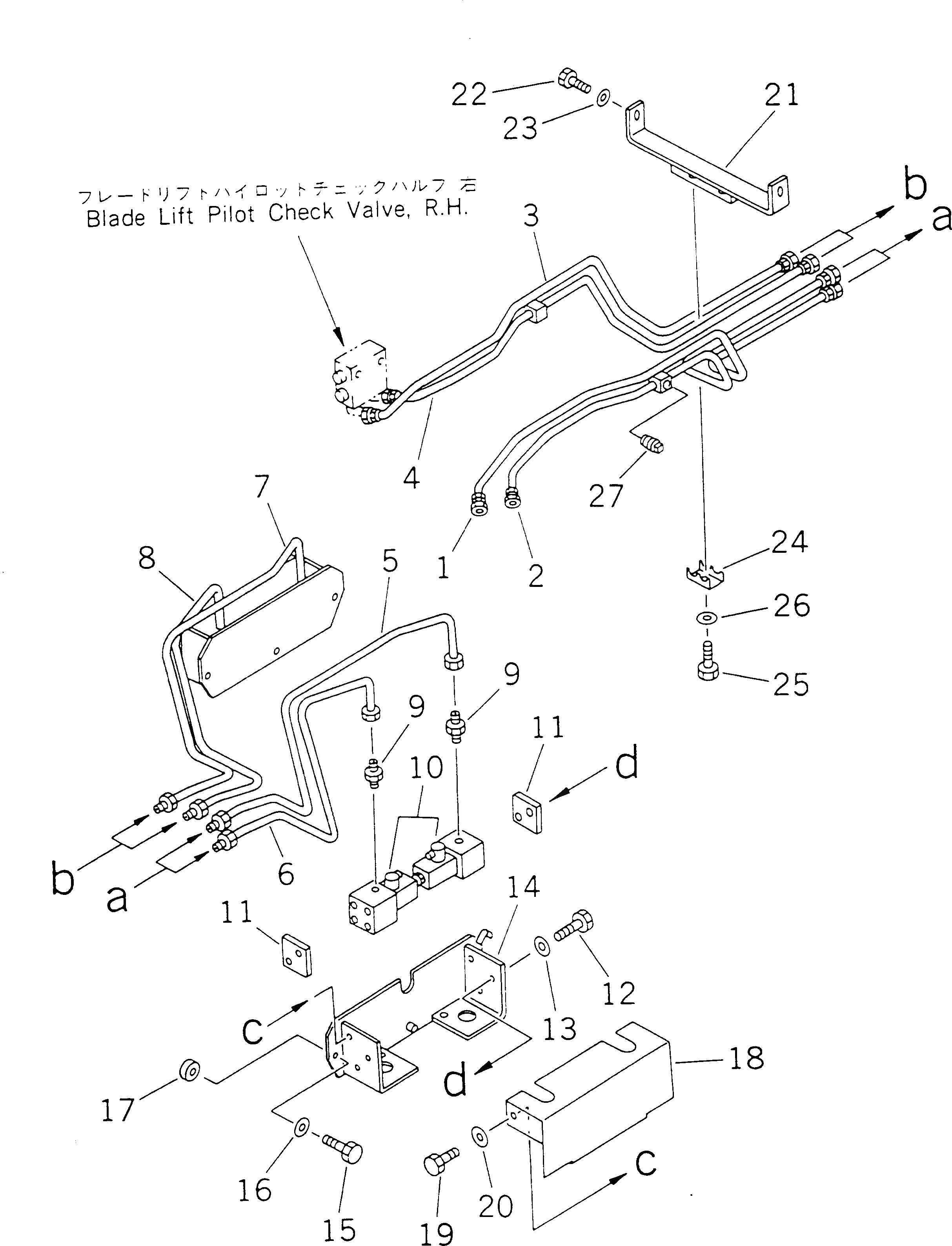 Схема запчастей Komatsu GD525A-1 - ГИДРОЛИНИЯ (ОТВАЛ ПЛАВАЮЩ КЛАПАН ЛИНИЯ)(№-.) ГИДРАВЛИКА