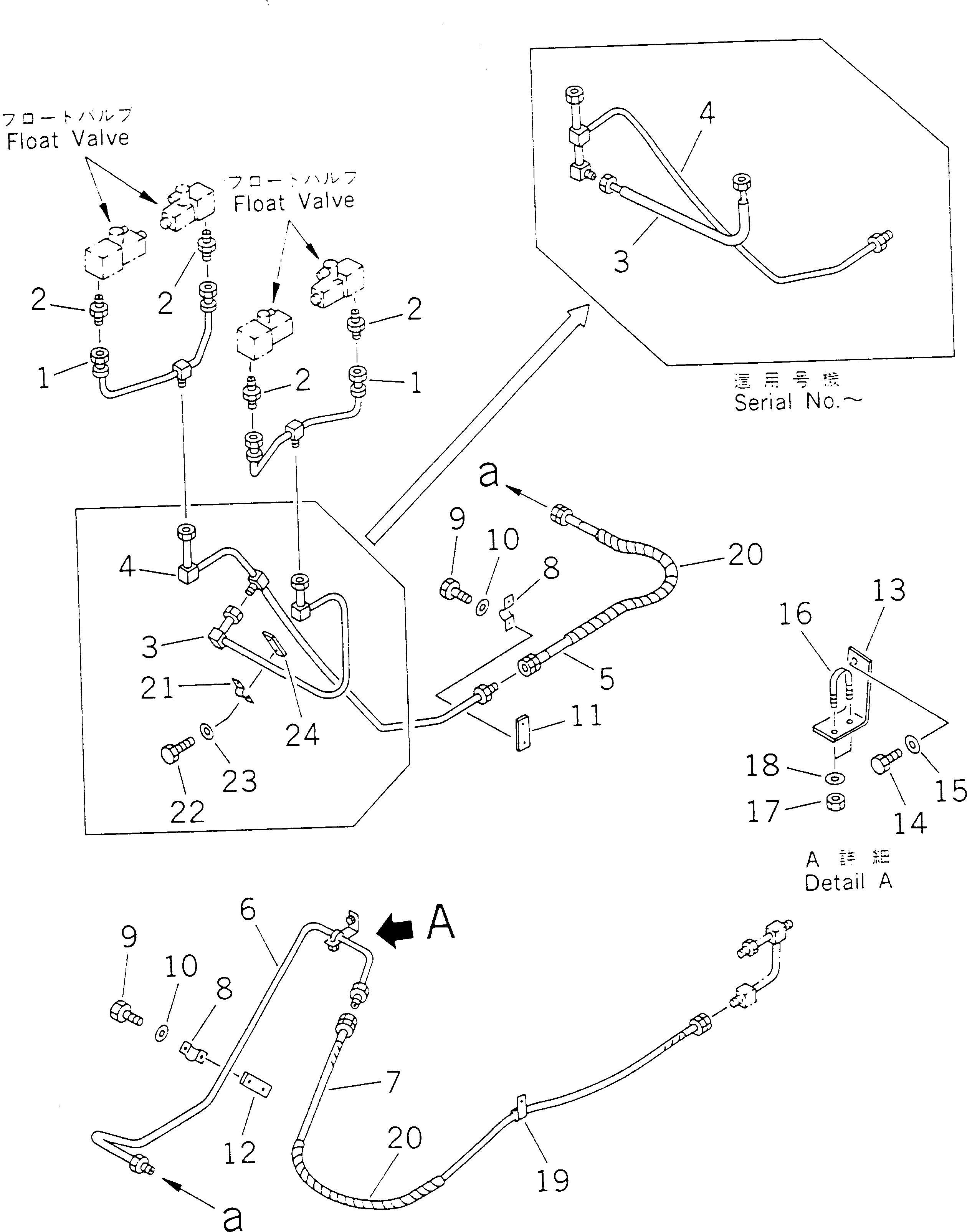 Схема запчастей Komatsu GD525A-1 - ГИДРОЛИНИЯ (ОТВАЛ ПЛАВАЮЩ ВОЗВРАТН. ЛИНИЯ) ГИДРАВЛИКА