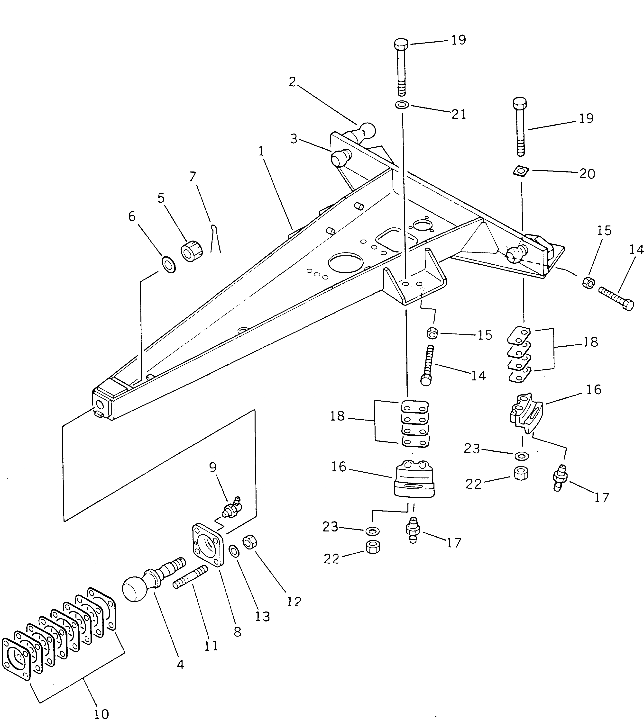 Схема запчастей Komatsu GD525A-1 - СЦЕПНОЕ УСТРОЙСТВО РАБОЧЕЕ ОБОРУДОВАНИЕ