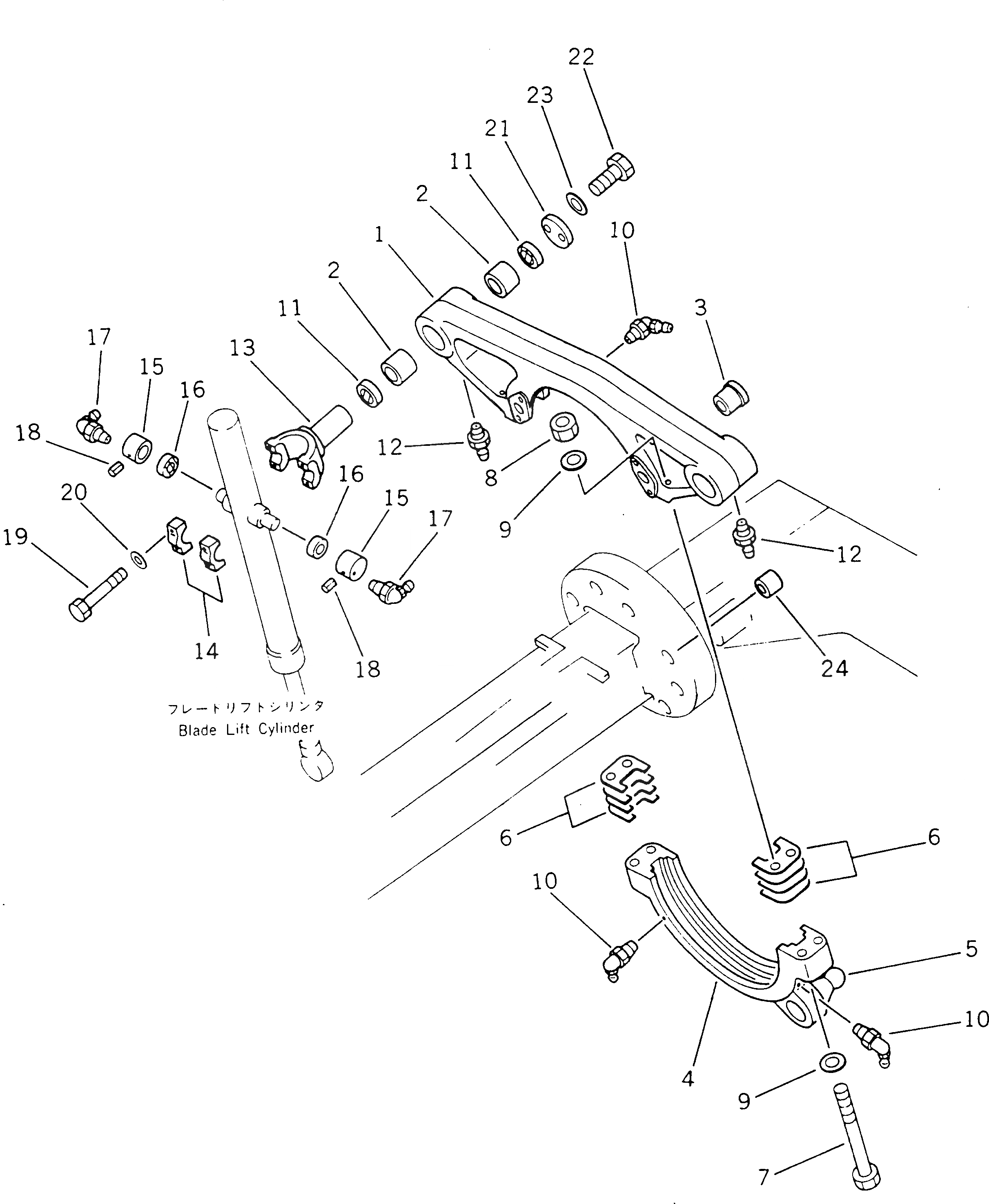 Схема запчастей Komatsu GD525A-1 - ПОДЪЕМ ОТВАЛА РАБОЧЕЕ ОБОРУДОВАНИЕ