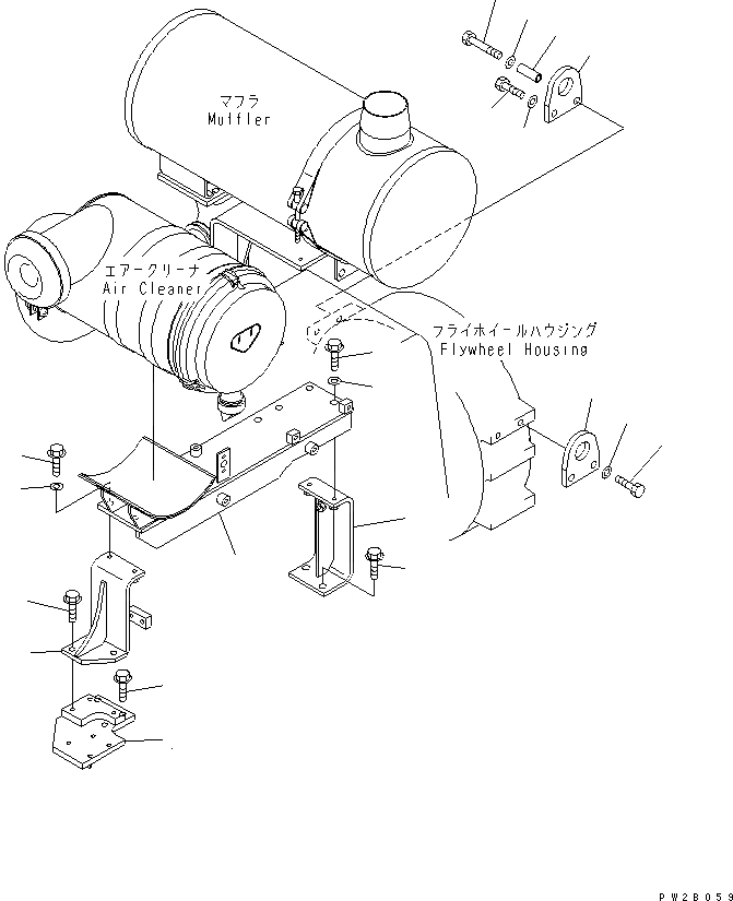 Схема запчастей Komatsu GD555-3A - ВПУСК ВОЗДУХА (ВОЗДУХООЧИСТИТЕЛЬ ЭЛЕМЕНТЫ КРЕПЛЕНИЯ)(№-) КОМПОНЕНТЫ ДВИГАТЕЛЯ