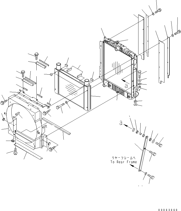 Схема запчастей Komatsu GD555-3A - РАДИАТОР И ЭЛЕМЕНТЫ КРЕПЛЕНИЯ(№-) СИСТЕМА ОХЛАЖДЕНИЯ