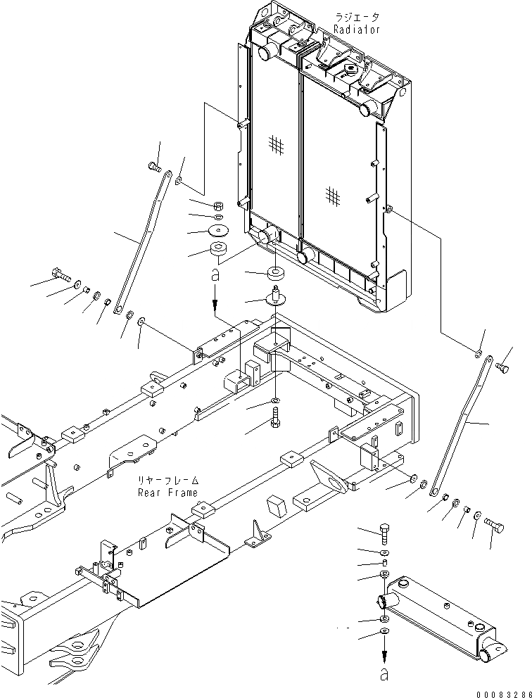 Схема запчастей Komatsu GD555-3A - РАДИАТОР (ЭЛЕМЕНТЫ КРЕПЛЕНИЯ) (ДЛЯ ВЫСОК. ЕМК. РАДИАТОР)(№-) СИСТЕМА ОХЛАЖДЕНИЯ