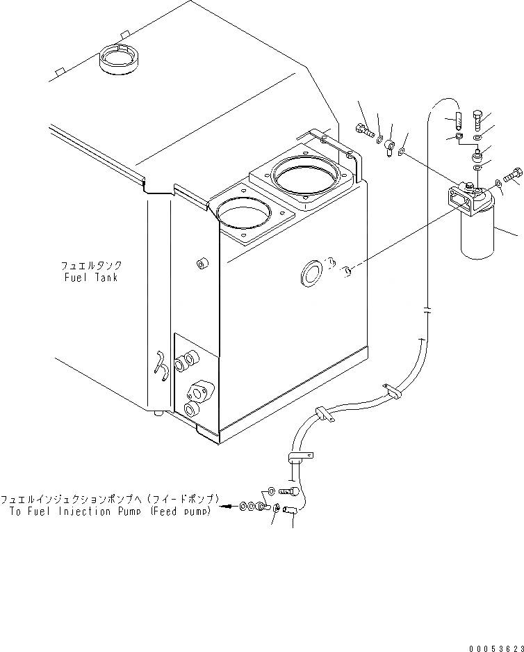 Схема запчастей Komatsu GD555-3A - ТОПЛИВОПРОВОД. (С ВОДООТДЕЛИТЕЛЕМ И ДОПОЛН. ФИЛЬТР.) (НАКАЧИВАНИЕ ШИН КОМПЛЕКТ) (/)(№-) ТОПЛИВН. БАК. AND КОМПОНЕНТЫ