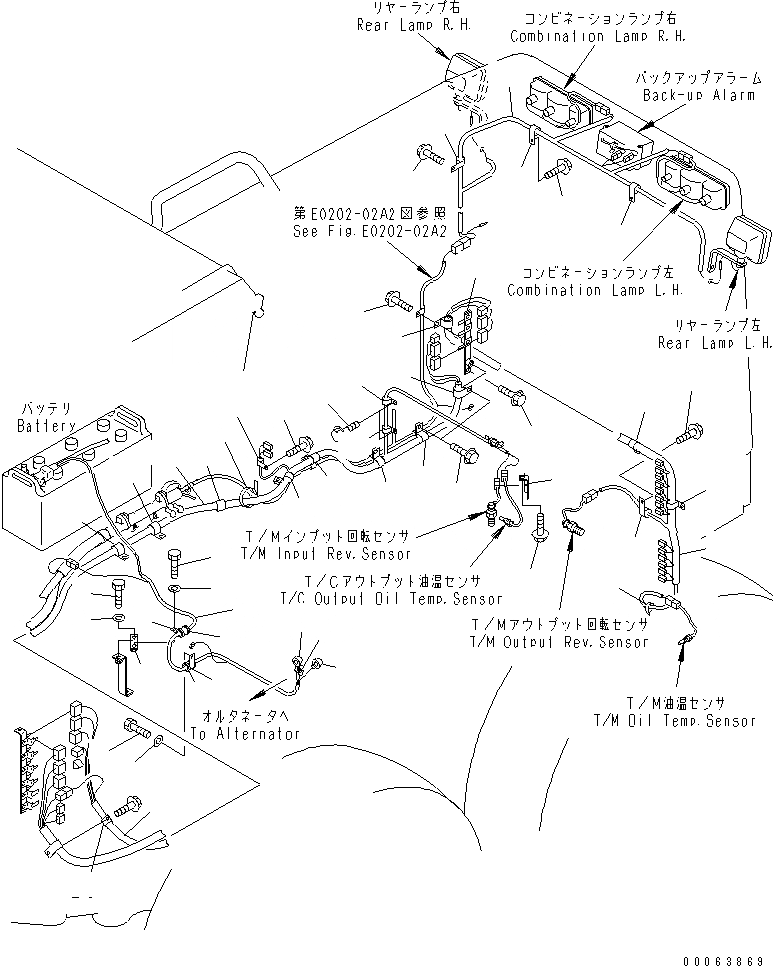 Схема запчастей Komatsu GD555-3A - ЗАДН. Э/ПРОВОДКА (ЭЛЕКТРОПРОВОДКА¤ /)(№-) ЭЛЕКТРИКА
