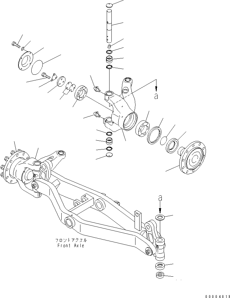 Схема запчастей Komatsu GD555-3A - ПЕРЕДНИЙ МОСТ (КОЖУХ) ТРАНСМИССИЯ