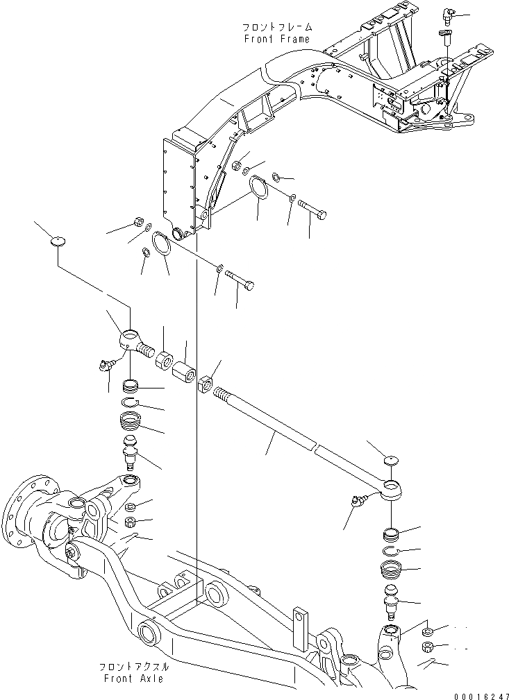 Схема запчастей Komatsu GD555-3A - ПЕРЕДНИЙ МОСТ (ПОПЕРЕЧНАЯ РУЛЕВ. ТЯГА) ТРАНСМИССИЯ