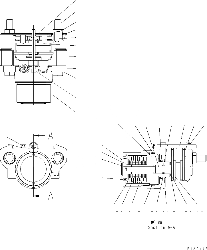 Схема запчастей Komatsu GD555-3A - ЗАДН. МОСТ (ТОРМОЗ. CALIPER) (ВНУТР. ЧАСТИ) ТРАНСМИССИЯ