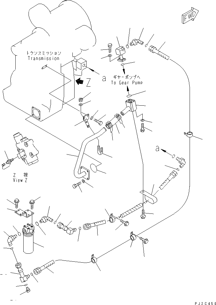 Схема запчастей Komatsu GD555-3A - ГИДРОЛИНИЯ ТРАНСМИССИИ (NO ДИФФЕРЕНЦ.) ТРАНСМИССИЯ