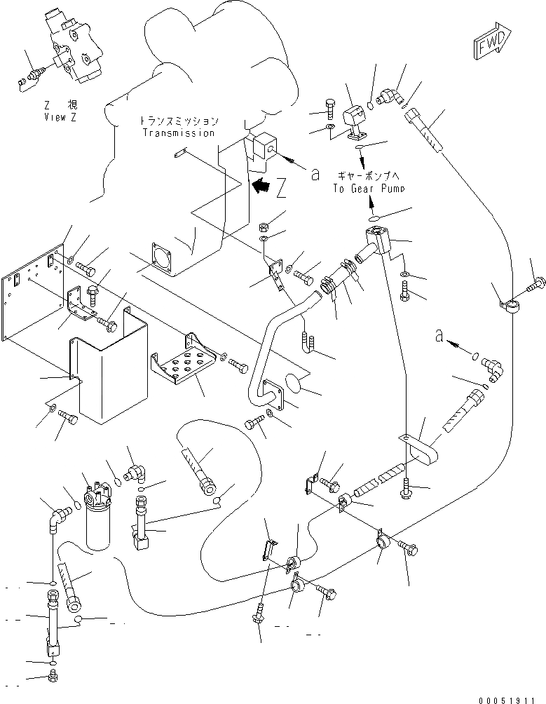 Схема запчастей Komatsu GD555-3A - ГИДРОЛИНИЯ ТРАНСМИССИИ (бЛОК. ДИФФЕРЕНЦИАЛА ТИП) (ДЛЯ ТОПЛИВН.¤ GROUND УРОВЕНЬ ПОДАЮЩ. СИСТЕМА)(№-) ТРАНСМИССИЯ