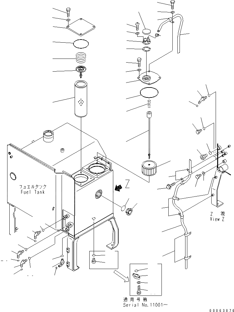 Схема запчастей Komatsu GD555-3A - ГИДР. БАК. (АКСЕССУАРЫ) ГИДРАВЛИКА