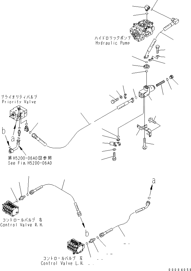 Схема запчастей Komatsu GD555-3A - ГИДРОЛИНИЯ (ИЗ НАСОСА В КЛАПАН) ГИДРАВЛИКА