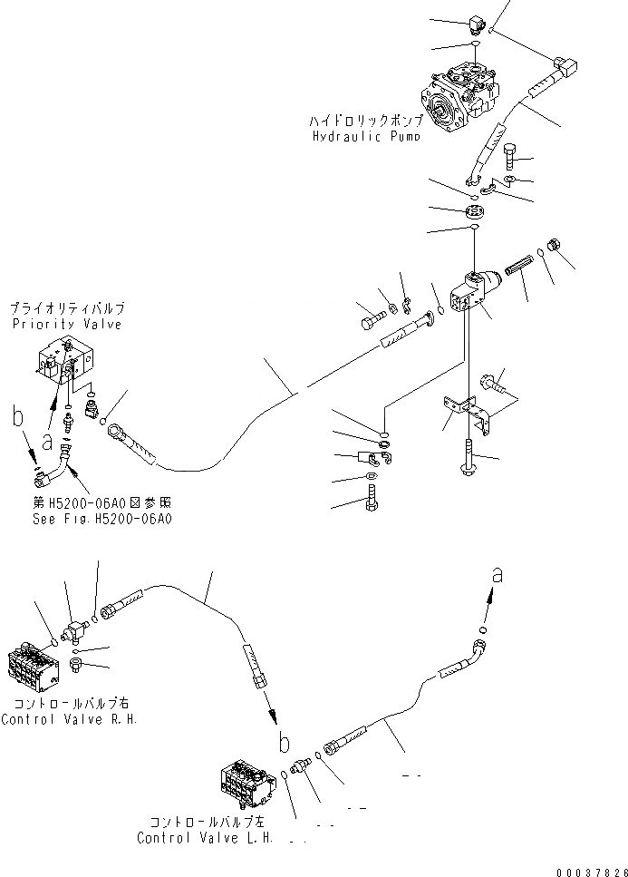 Схема запчастей Komatsu GD555-3A - ГИДРОЛИНИЯ (ИЗ НАСОСА В КЛАПАН) (ДЛЯ DMC)(№-) ГИДРАВЛИКА