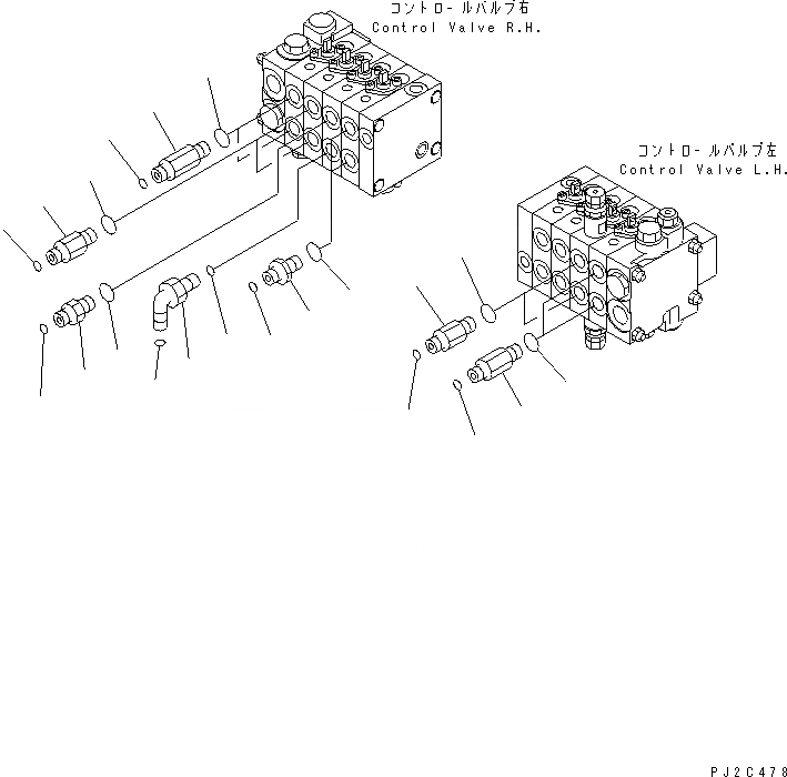 Схема запчастей Komatsu GD555-3A - ГИДРОЛИНИЯ (СОЕДИНИТЕЛЬН. ЧАСТИ¤ ДЛЯ ОСНОВН. КЛАПАН) ГИДРАВЛИКА