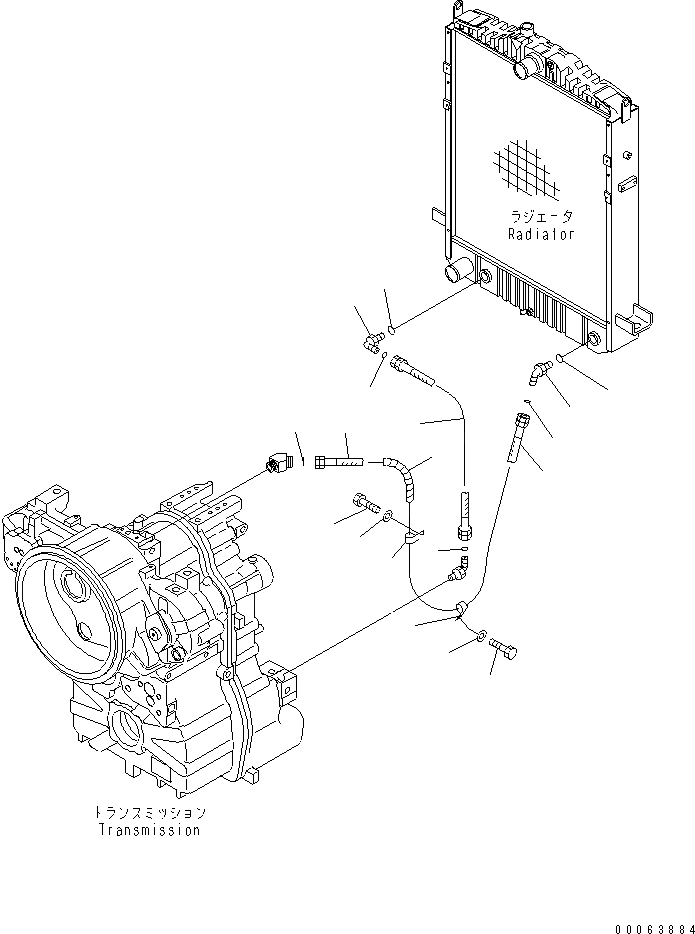 Схема запчастей Komatsu GD555-3A - ГИДРОЛИНИЯ (ОХЛАЖДЕНИЕ ТРАНСМИССИИ) ГИДРАВЛИКА
