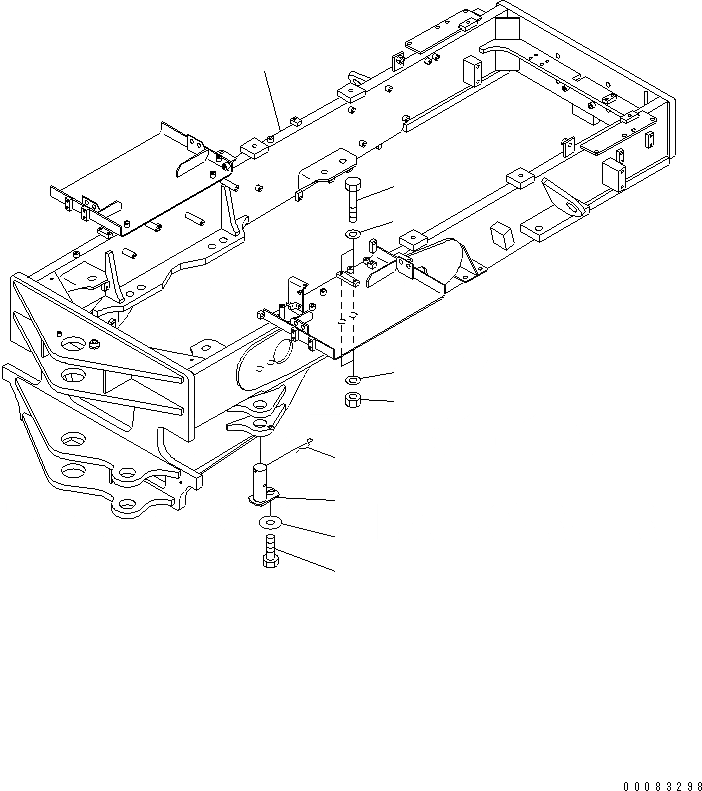 Схема запчастей Komatsu GD555-3A - ЗАДН. РАМА И ПАЛЕЦ (ДЛЯ ВЫСОК. ЕМК. РАДИАТОР)(№-) РАМА И КОМПОНЕНТЫ