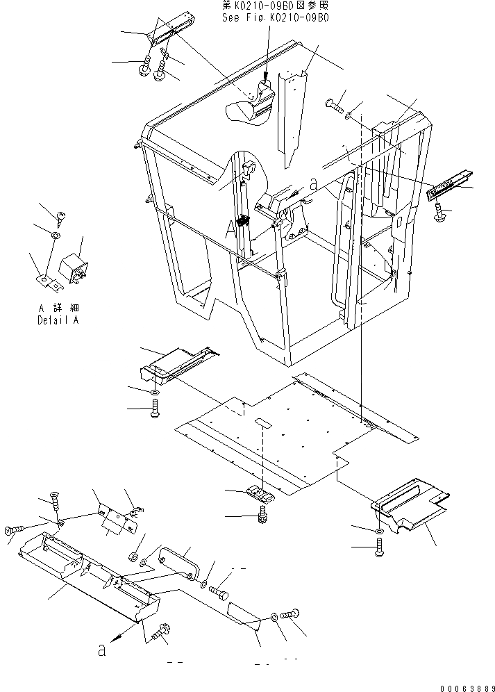 Схема запчастей Komatsu GD555-3A - КАБИНА (КАБИНА ИНТЕРЬЕР ЧАСТИ) (/) (ВЫС. КАБИНА ROPS) (KOMTRAX)(№-) КАБИНА ОПЕРАТОРА И СИСТЕМА УПРАВЛЕНИЯ