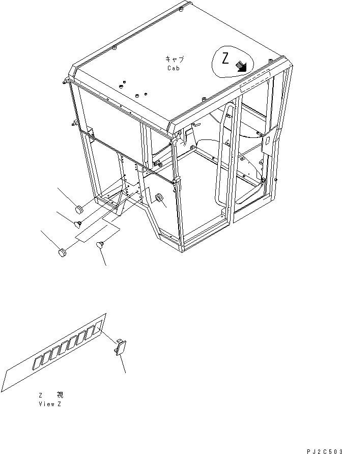 Схема запчастей Komatsu GD555-3A - КАБИНА (БЕЗ ПЕРЕДН. НИЖН. ДВОРНИКИ) (ВЫС. КАБИНА ROPS) КАБИНА ОПЕРАТОРА И СИСТЕМА УПРАВЛЕНИЯ