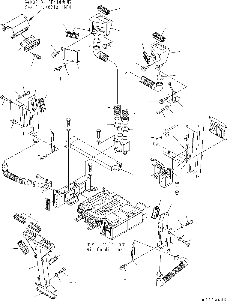 Схема запчастей Komatsu GD555-3A - КАБИНА (КОНДИЦ. ВОЗДУХА ВОЗДУХОВОДЫ) (ВЫС. КАБИНА ROPS) КАБИНА ОПЕРАТОРА И СИСТЕМА УПРАВЛЕНИЯ