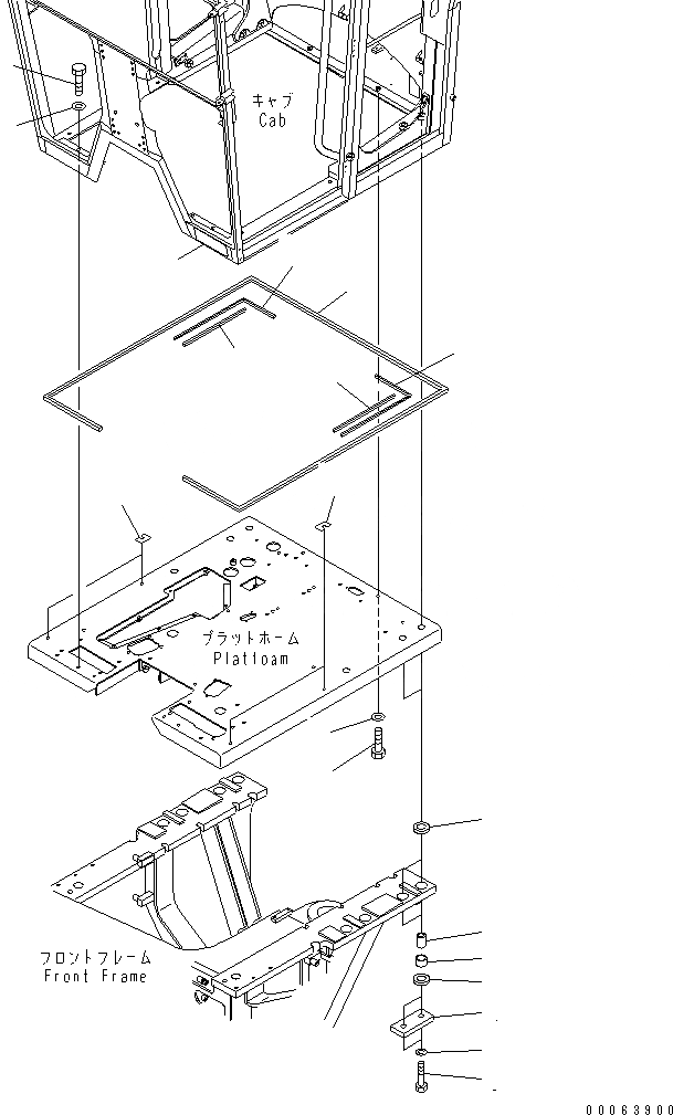 Схема запчастей Komatsu GD555-3A - КАБИНА (УПЛОТНЕНИЕ И ЭЛЕМЕНТЫ КРЕПЛЕНИЯ) (НИЗ. КАБИНА ROPS) (KOMTRAX)(№-) КАБИНА ОПЕРАТОРА И СИСТЕМА УПРАВЛЕНИЯ
