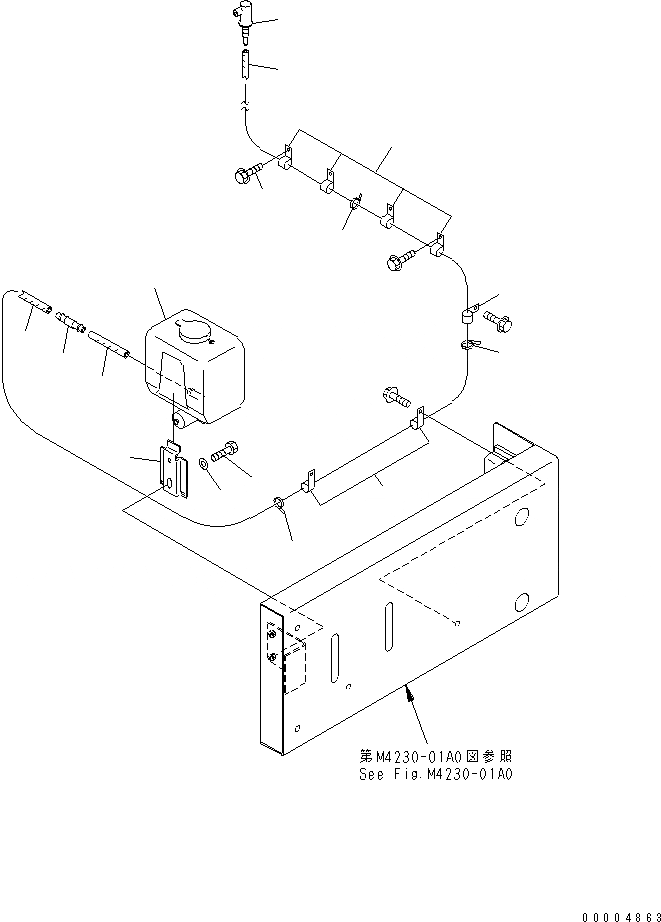 Схема запчастей Komatsu GD555-3A - ОМЫВАТЕЛЬ СТЕКЛА (-БАК ТИП) КАБИНА ОПЕРАТОРА И СИСТЕМА УПРАВЛЕНИЯ