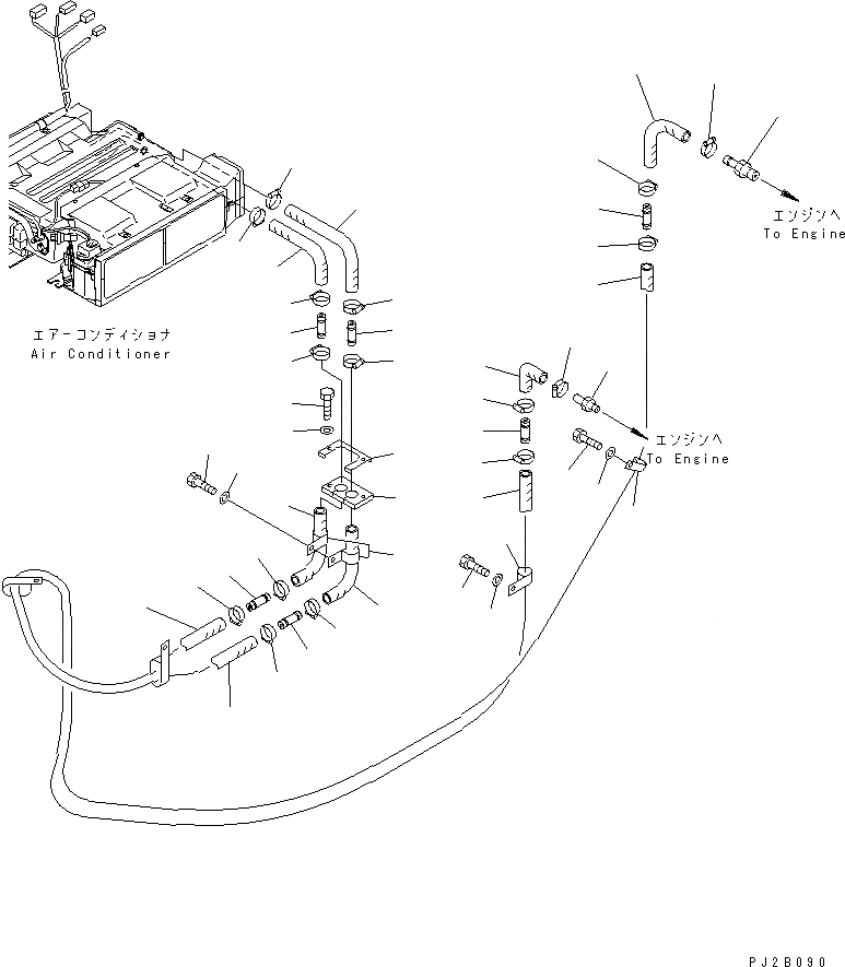 Схема запчастей Komatsu GD555-3A - ГИДР. ПРОВОД. ОБОГРЕВАТЕЛЯ (С КОНДИЦИОНЕРОМ)(№-) КАБИНА ОПЕРАТОРА И СИСТЕМА УПРАВЛЕНИЯ