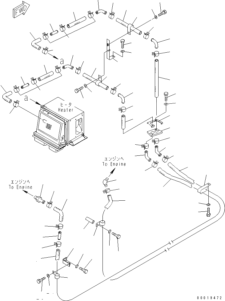 Схема запчастей Komatsu GD555-3A - ГИДР. ПРОВОД. ОБОГРЕВАТЕЛЯ (С ОБОГРЕВ-ЛЕМ)(№-) КАБИНА ОПЕРАТОРА И СИСТЕМА УПРАВЛЕНИЯ