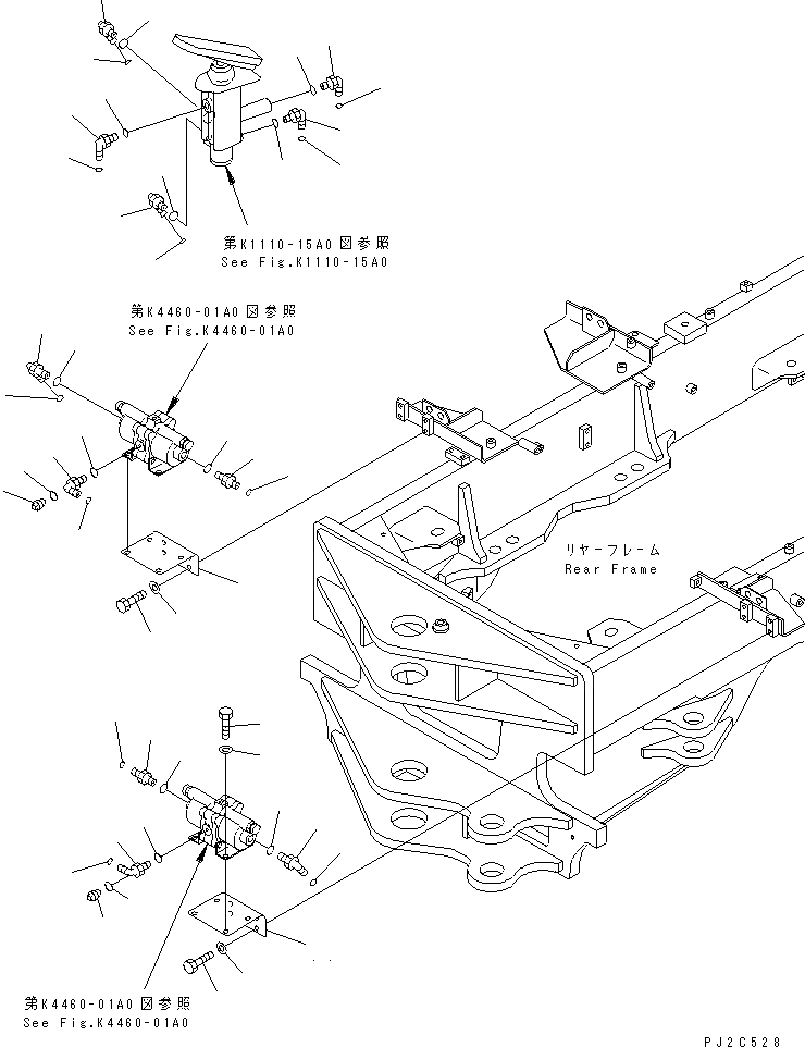 Схема запчастей Komatsu GD555-3A - ПАТРУБОК (ДЛЯ ТОРМОЗНОЙ КЛАПАН И РЕГУЛ. УСИЛИЯ)(№-) КАБИНА ОПЕРАТОРА И СИСТЕМА УПРАВЛЕНИЯ