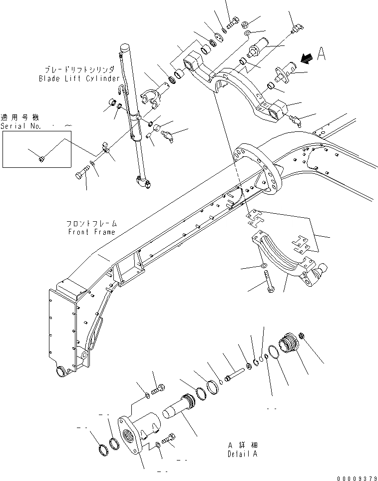 Схема запчастей Komatsu GD555-3A - ПОДЪЕМ ОТВАЛА РАБОЧЕЕ ОБОРУДОВАНИЕ