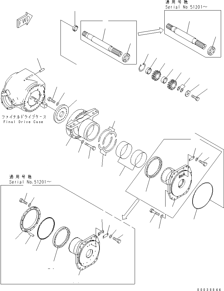 Схема запчастей Komatsu GD555-3 - ЗАДН. МОСТ (КОНЕЧНАЯ ПЕРЕДАЧА) (ГТР ВАЛ) (NO SПАЛЕЦ ДИФФЕРЕНЦ.) ТРАНСМИССИЯ