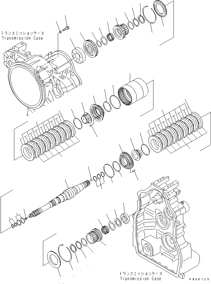 Схема запчастей Komatsu GD555-3 - ТРАНСМИССИЯ (ПЕРЕД. НИЗ. И РЕВЕРС МУФТА) ТРАНСМИССИЯ