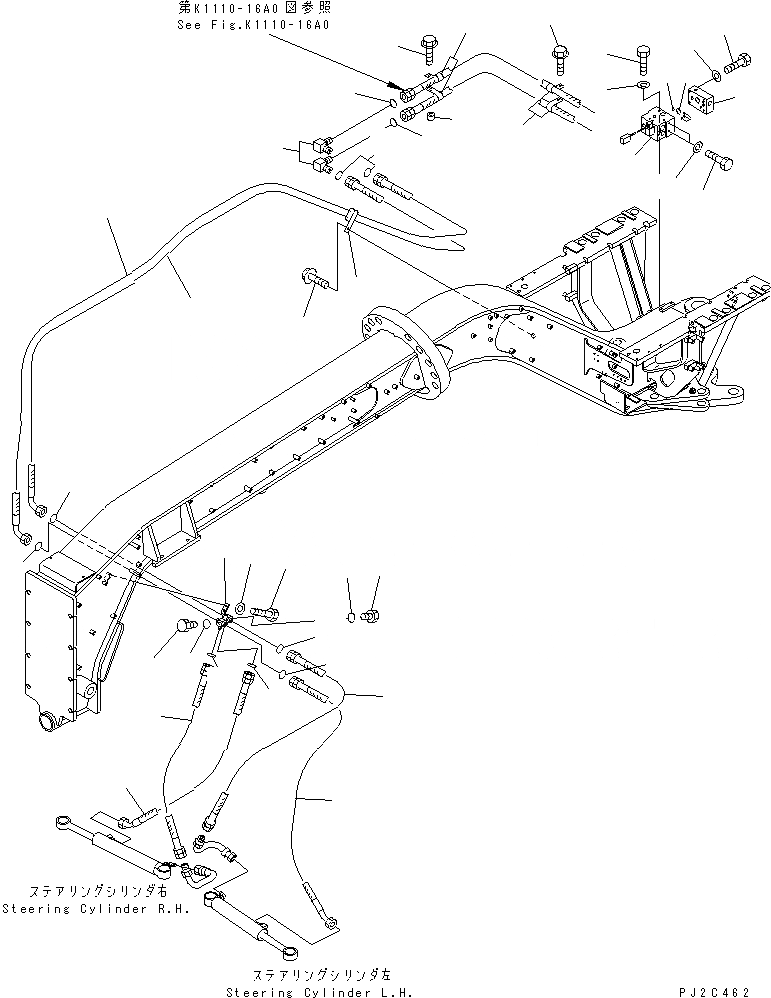 Схема запчастей Komatsu GD555-3 - ГИДРАВЛИКА РУЛ. УПРАВЛЕНИЯ (ПЕРЕДН. РАМА)(№-) ГИДРАВЛИКА