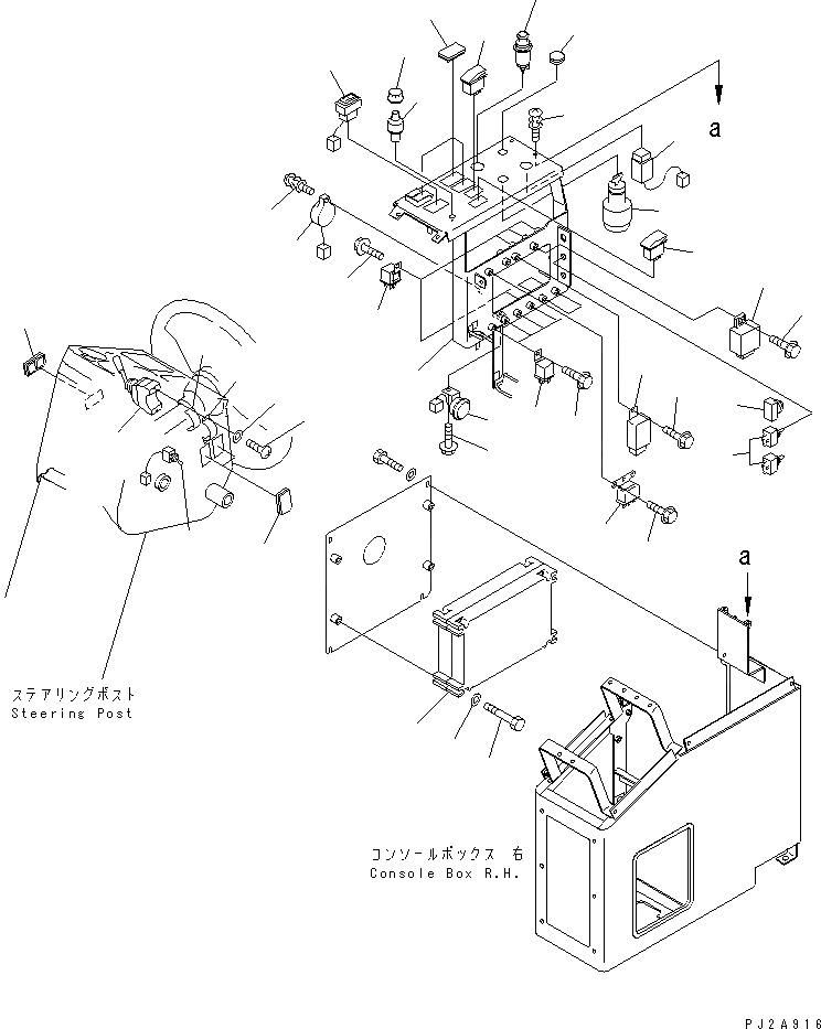 Схема запчастей Komatsu GD555-3 - КОНСОЛЬН. БЛОК¤ ПРАВ. (ЭЛЕКТРИКА) (С АВАРИЙН. ПЕРЕКЛЮЧАТЕЛЬ И ПЕРЕДН. ОСВЕЩЕНИЕ)(№-.) КАБИНА ОПЕРАТОРА И СИСТЕМА УПРАВЛЕНИЯ