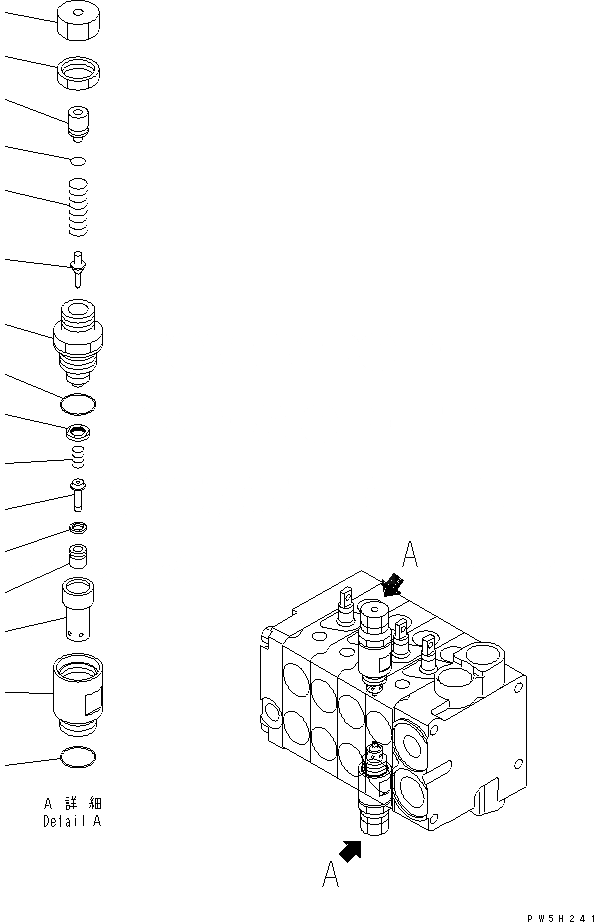 Схема запчастей Komatsu GD555-3 - УПРАВЛЯЮЩ. КЛАПАН (4-Х СЕКЦИОНН.) (/) (ЛЕВ.) ОСНОВН. КОМПОНЕНТЫ И РЕМКОМПЛЕКТЫ