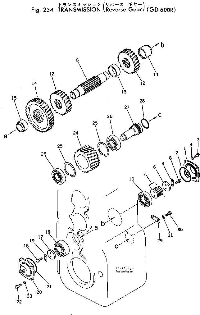 Схема запчастей Komatsu GD600R-1 - ТРАНСМИССИЯ (РЕВЕРС ПРИВОД) СИЛОВАЯ ПЕРЕДАЧА