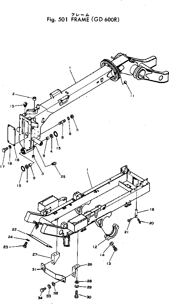 Схема запчастей Komatsu GD600R-1 - РАМА РАМА И ЧАСТИ КОРПУСА