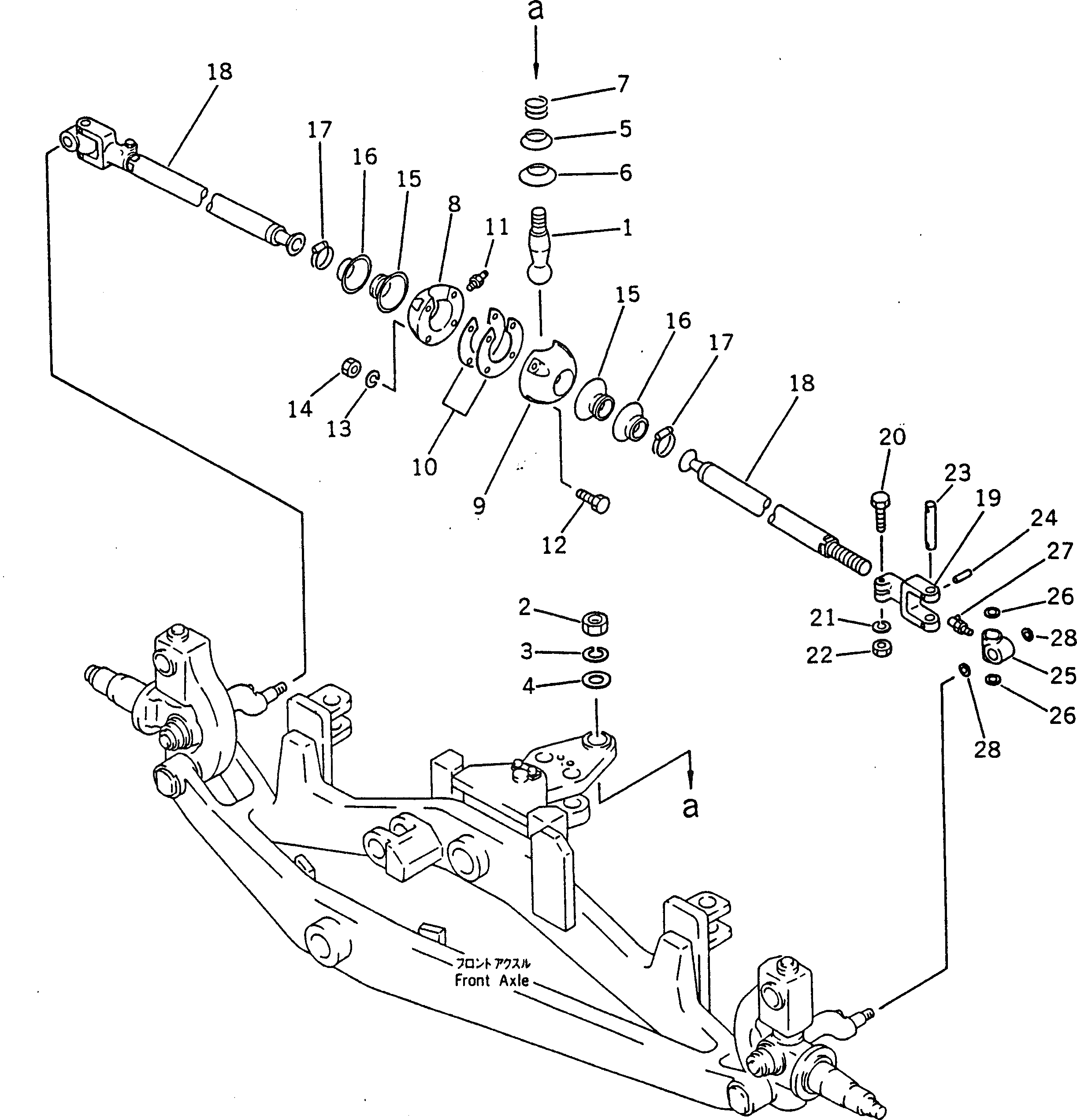 Схема запчастей Komatsu GD600R-3 - ПОПЕРЕЧНАЯ РУЛЕВ. ТЯГА СИСТЕМАУПРАВЛЕНИЯ ПОВОРОТОМ