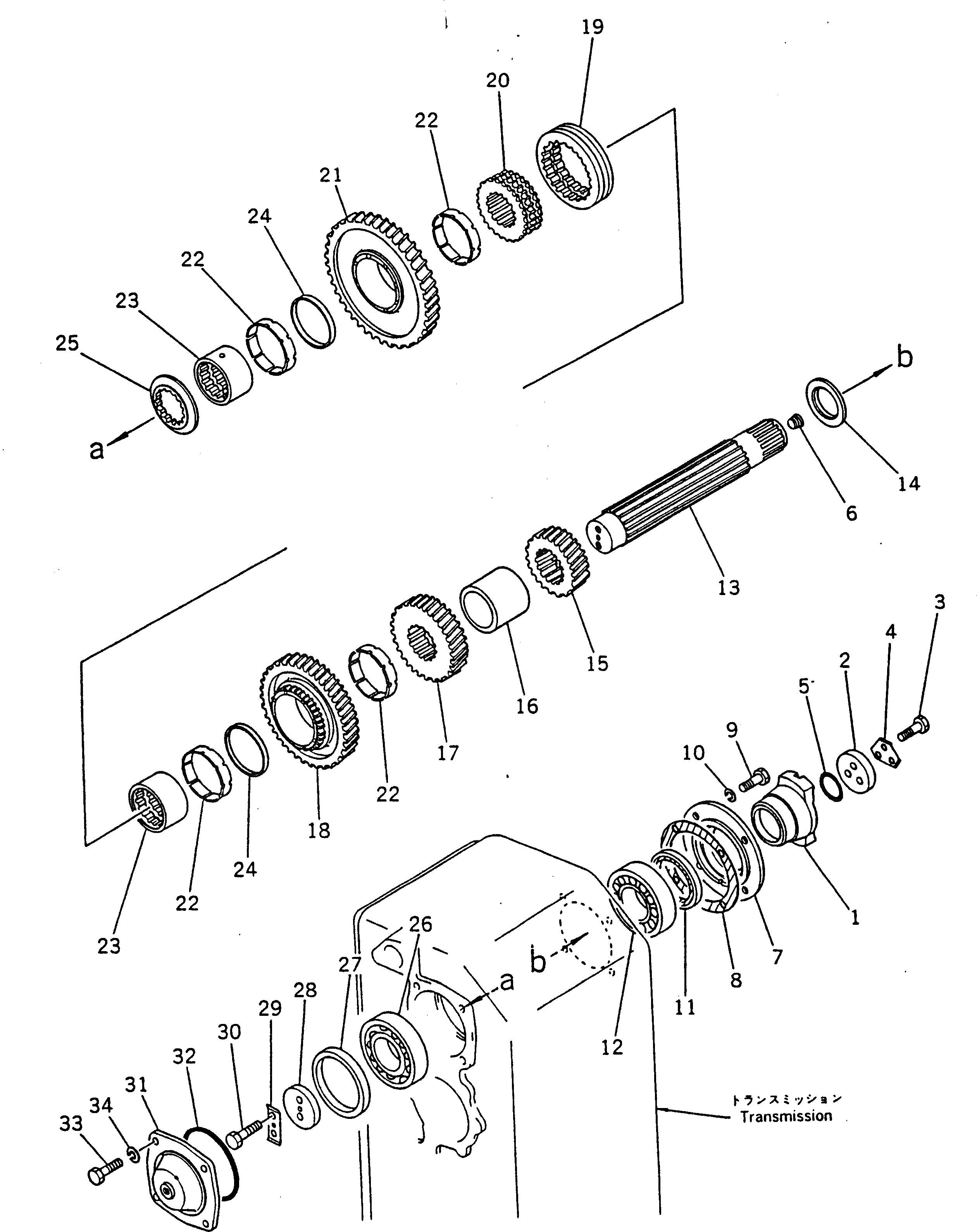 Схема запчастей Komatsu GD600R-3 - ТРАНСМИССИЯ (3 И 4 ПРИВОД) СИЛОВАЯ ПЕРЕДАЧА