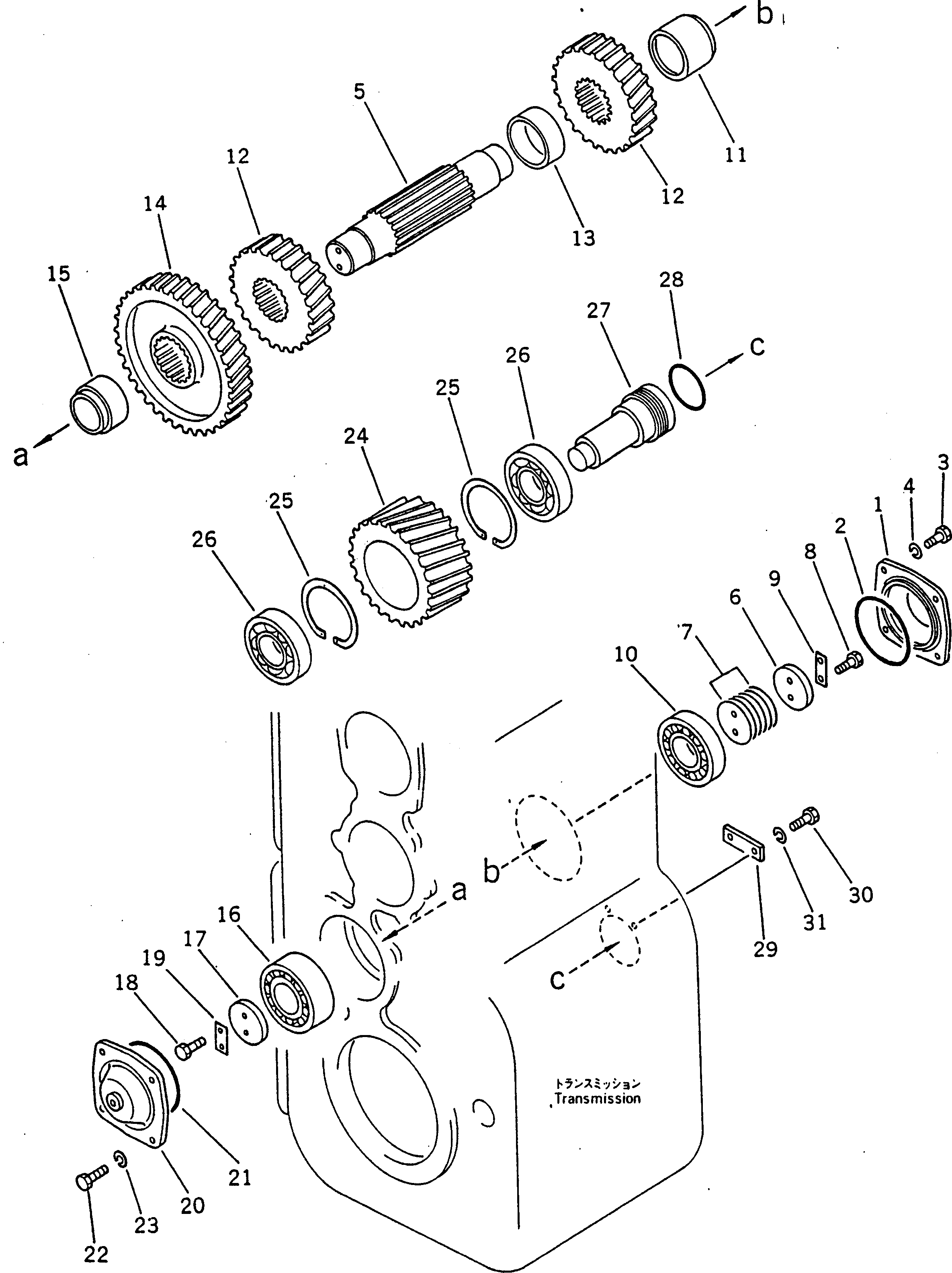 Схема запчастей Komatsu GD600R-3 - ТРАНСМИССИЯ (РЕВЕРС ПРИВОД) СИЛОВАЯ ПЕРЕДАЧА
