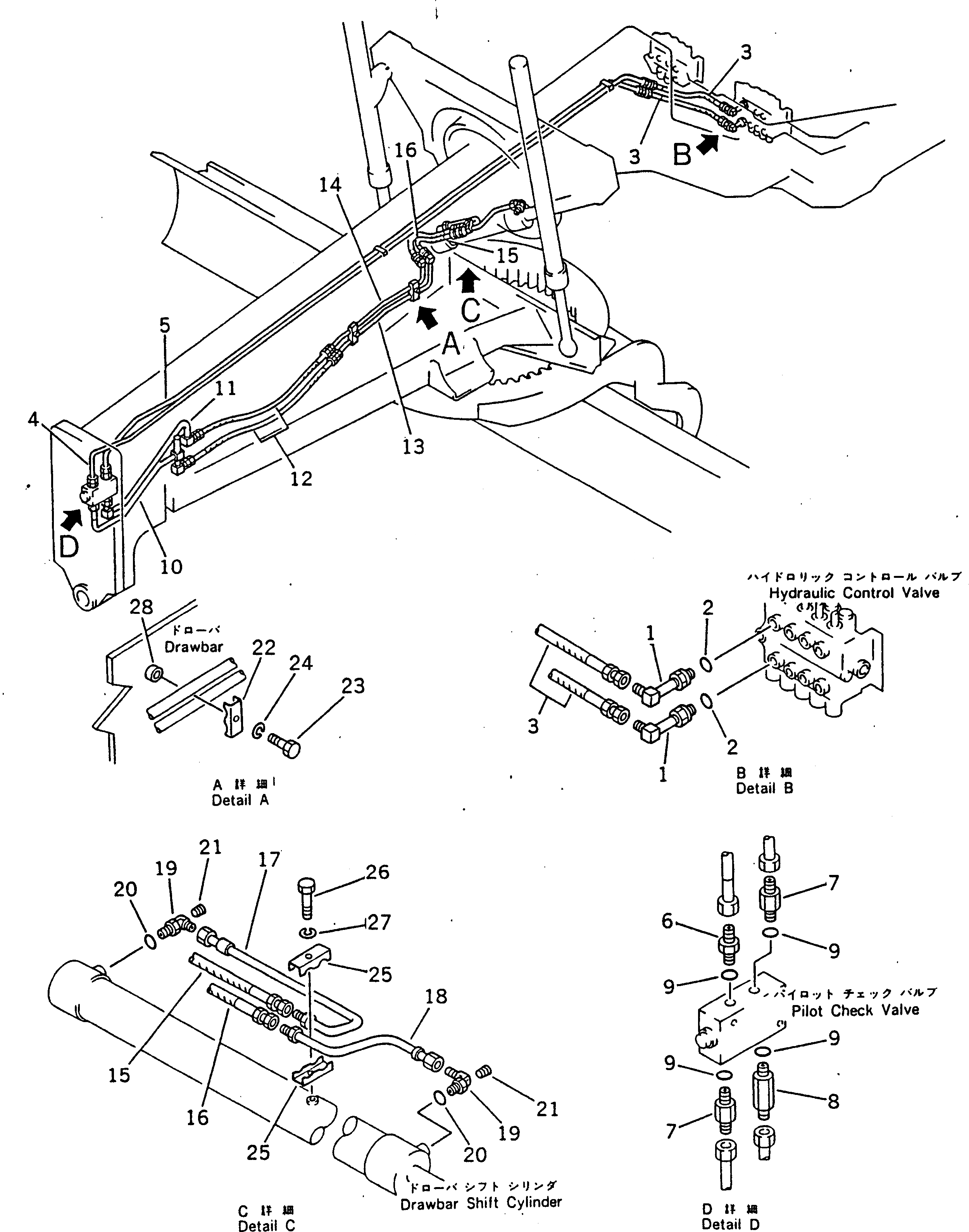 Схема запчастей Komatsu GD600R-3 - БОКОВ. СДВИГ СЦЕПН. УСТР-ВА ТРУБЫ ГИДРАВЛИКА