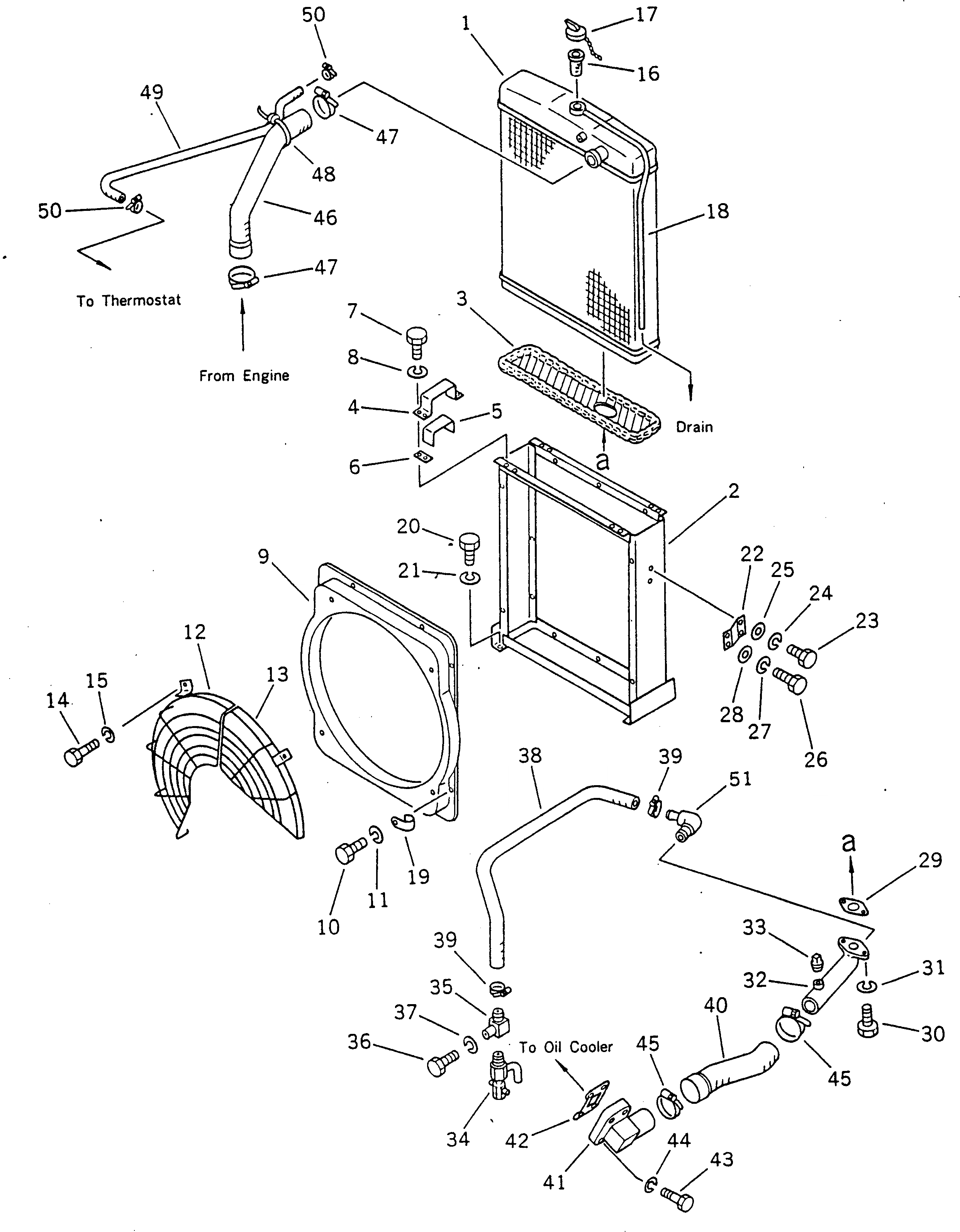Схема запчастей Komatsu GD605A-3 - РАДИАТОР КОМПОНЕНТЫ ДВИГАТЕЛЯ И ЭЛЕКТРИКА