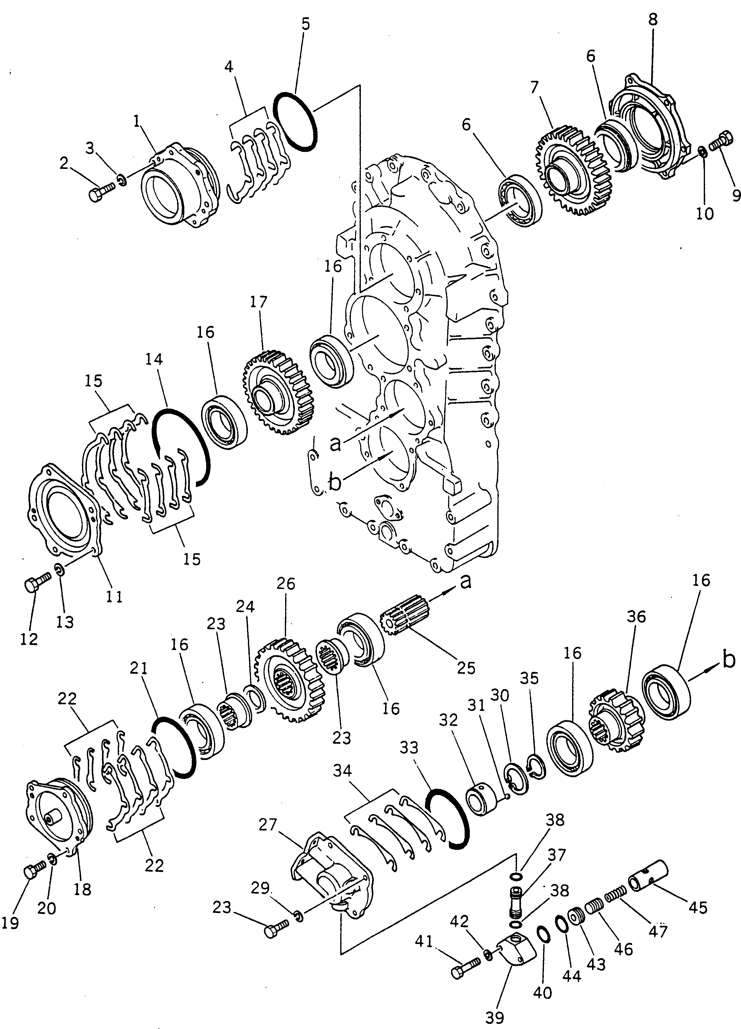 Схема запчастей Komatsu GD605A-3 - ПЕРЕДАЧА ПРИВОД СИЛОВАЯ ПЕРЕДАЧА