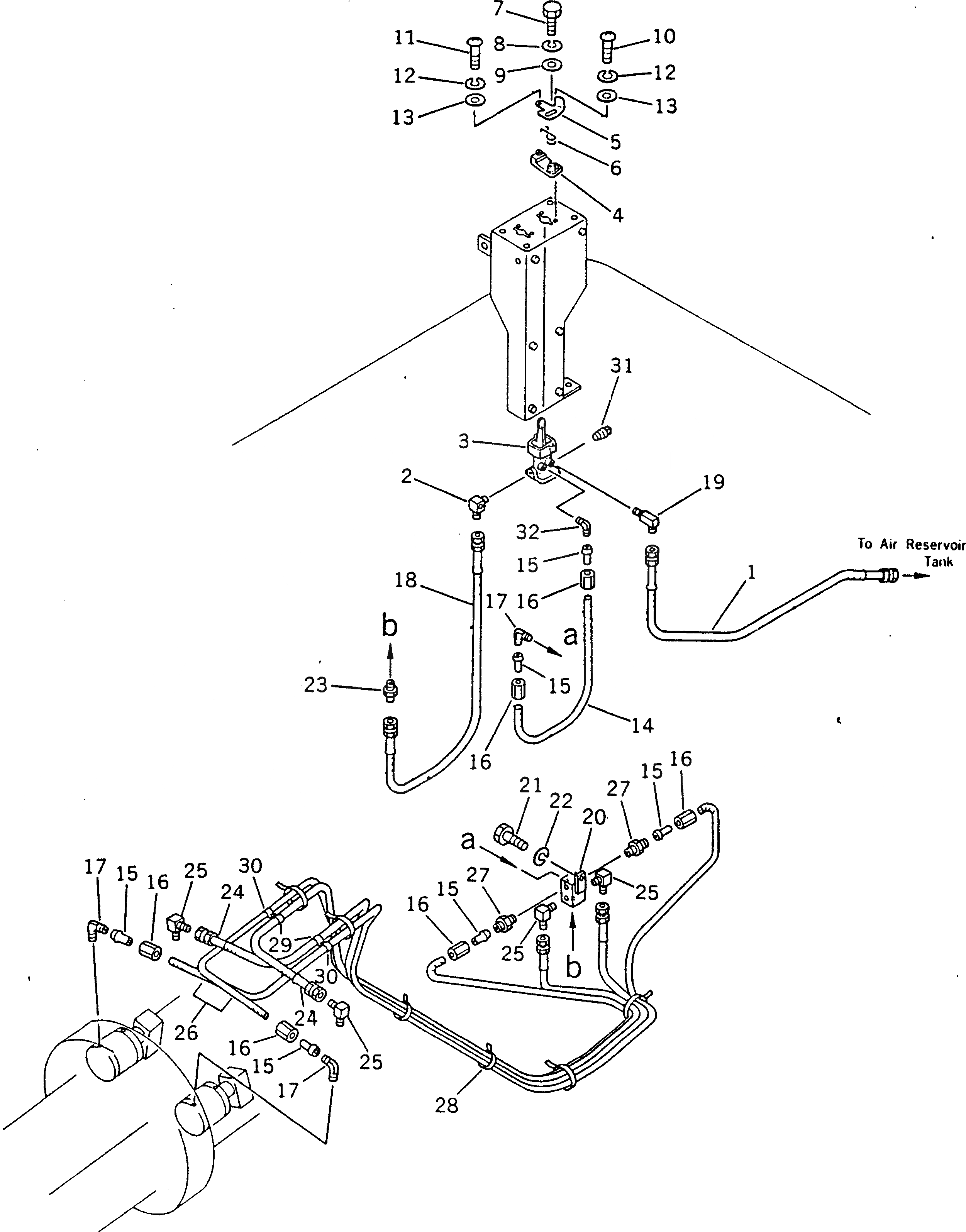 Схема запчастей Komatsu GD605A-3 - ВОЗДУХОВОД КОЛЕСА