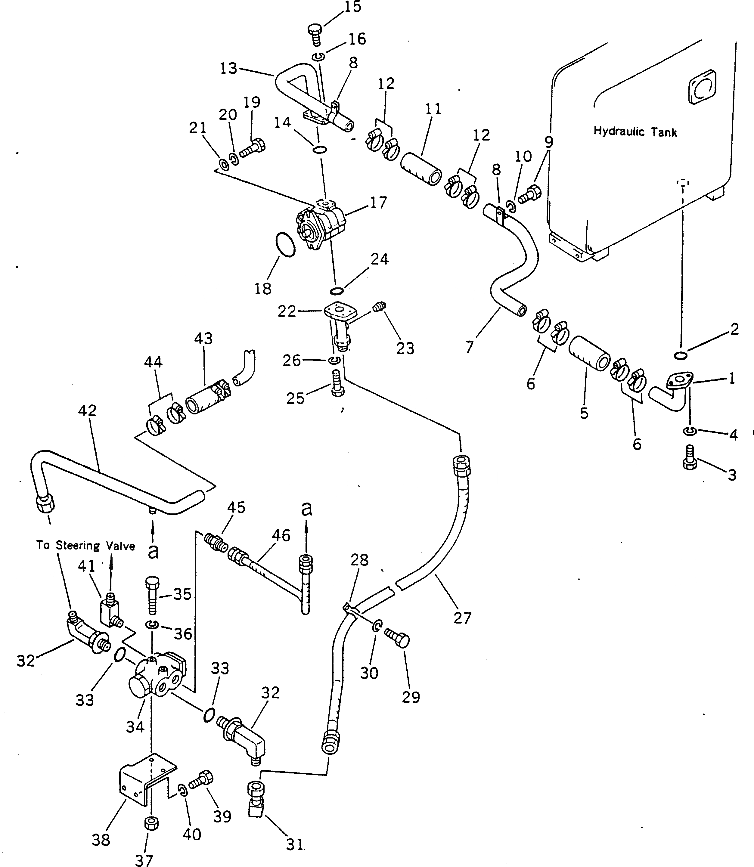 Схема запчастей Komatsu GD605A-3 - ГИДРАВЛИКА РУЛ. УПРАВЛЕНИЯ СИСТЕМА УПРАВЛЕНИЯ