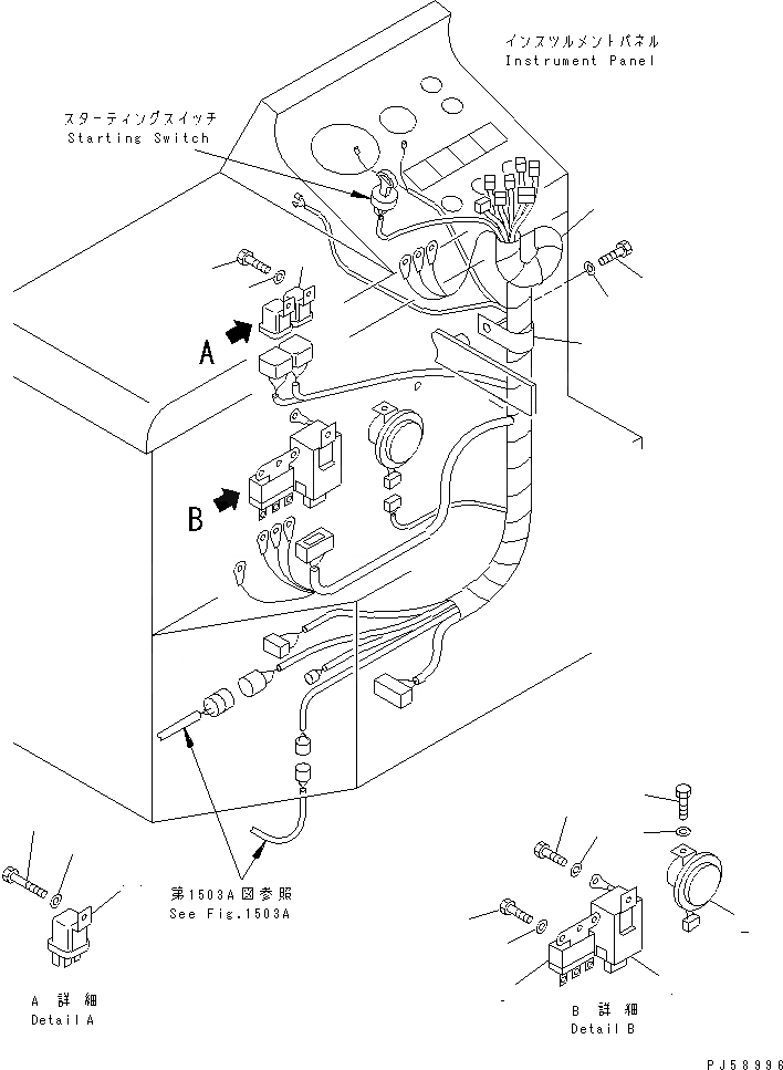 Схема запчастей Komatsu GD605A-5S - ЭЛЕКТРИКА (ЛИНИЯ ПАНЕЛИ ПРИБОРОВ)(№-) КОМПОНЕНТЫ ДВИГАТЕЛЯ И ЭЛЕКТРИКА