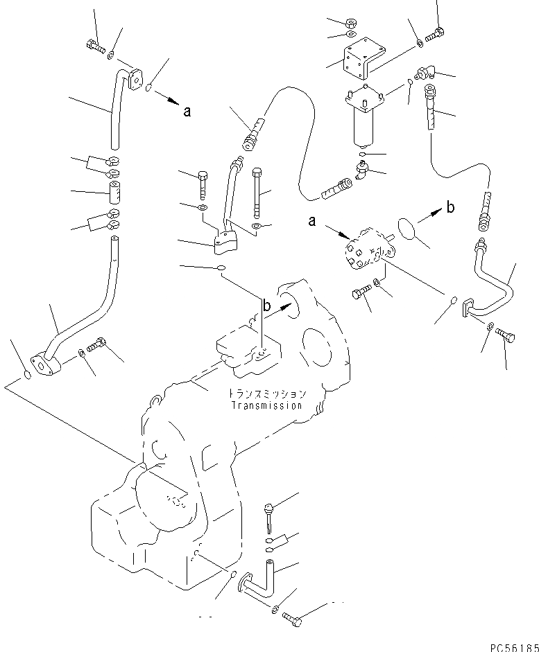 Схема запчастей Komatsu GD605A-5S - ГИДРОЛИНИЯ ТРАНСМИССИИ(№7-7) СИЛОВАЯ ПЕРЕДАЧА