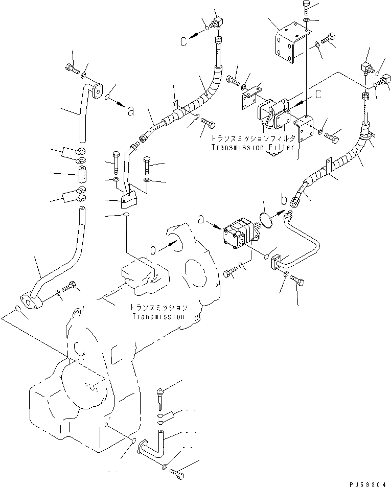 Схема запчастей Komatsu GD605A-5S - ГИДРОЛИНИЯ ТРАНСМИССИИ(№7-) СИЛОВАЯ ПЕРЕДАЧА